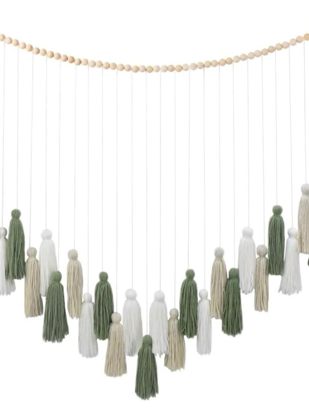 DrCor Sage Green Boho Tassel Garland Wall Hanging Decor